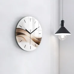 Nowoczesny szklany zegar ścienny Abstrakcja linia fi30