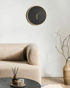Nowoczesny zegar ścienny wiszący w stylu minimalistycznym MDF matowy czarny