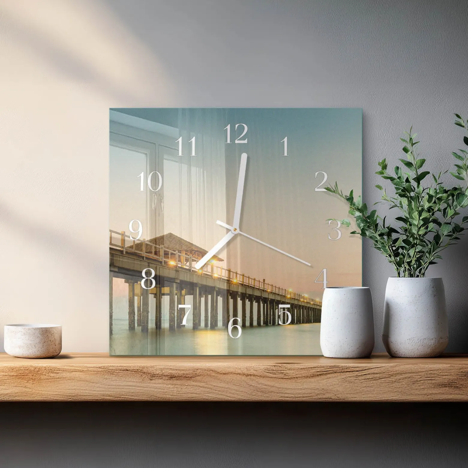 Nowoczesny zegar 30x30 Drewniany Chodnik design na ścianę