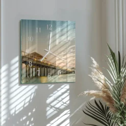 Nowoczesny zegar 30x30 Drewniany Chodnik design na ścianę