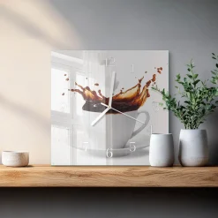 Nowoczesny zegar 30x30 Kawa zegar ścienny
