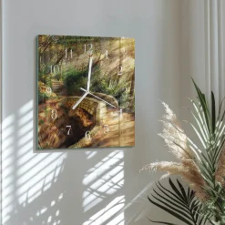 Nowoczesny zegar 30x30 Most Leśny nowoczesny do salonu