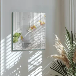 Nowoczesny zegar 30x30 Orchidea cichy mechanizm salon