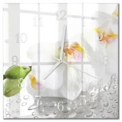 Nowoczesny zegar 30x30 Orchidea cichy mechanizm salon