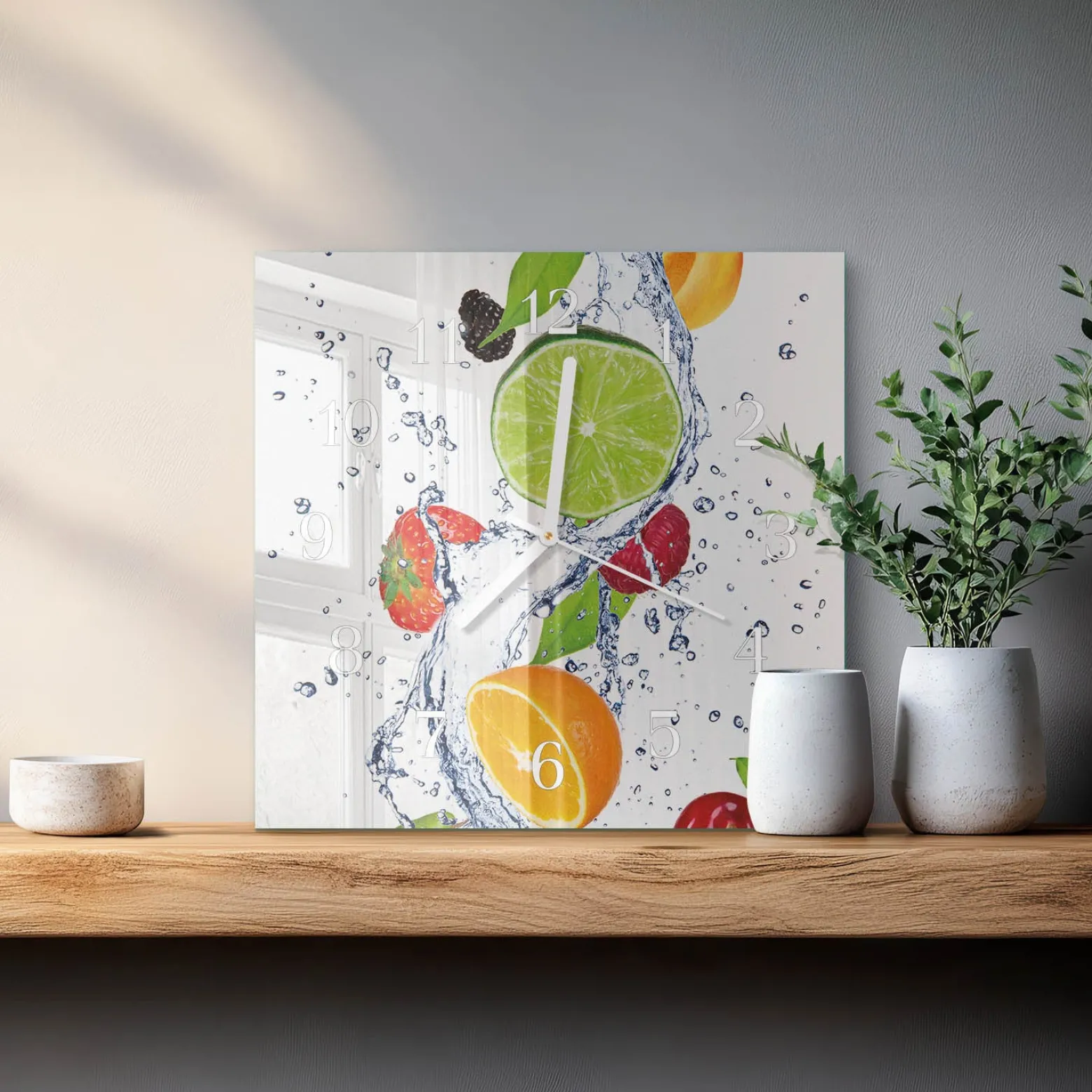 Nowoczesny zegar 30x30 Owoce Cytryna nowoczesny do salonu