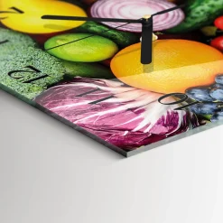 Nowoczesny zegar 30x30 Owoce Warzywa cichy mechanizm salon