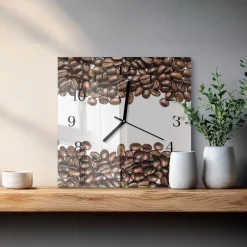 Nowoczesny zegar 30x30 Ziarna Kawy dekoracyjny do salonu