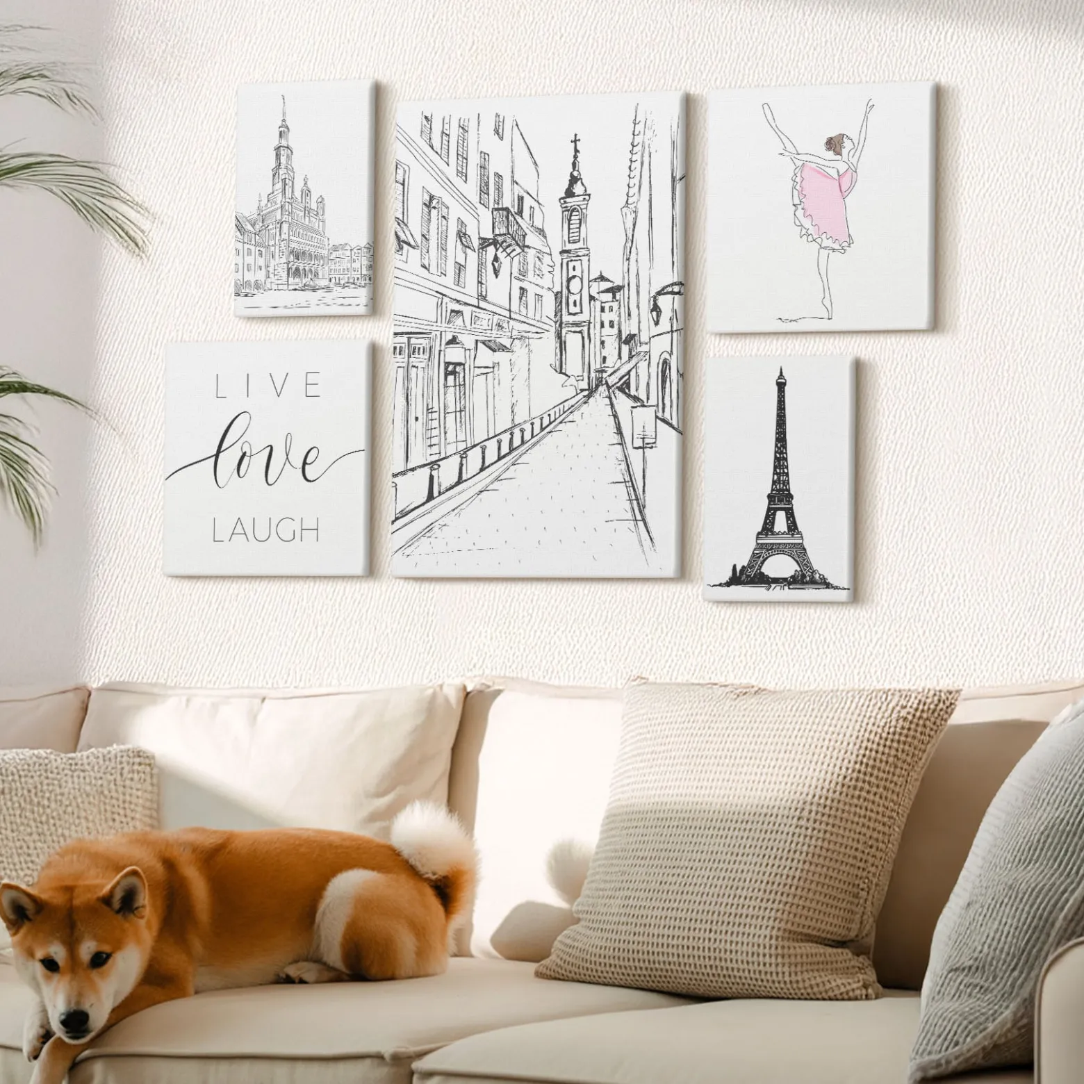 Obraz canvas 5 części Paryskie inspiracje|20x30, 30x30, 40x60|Wallfluent