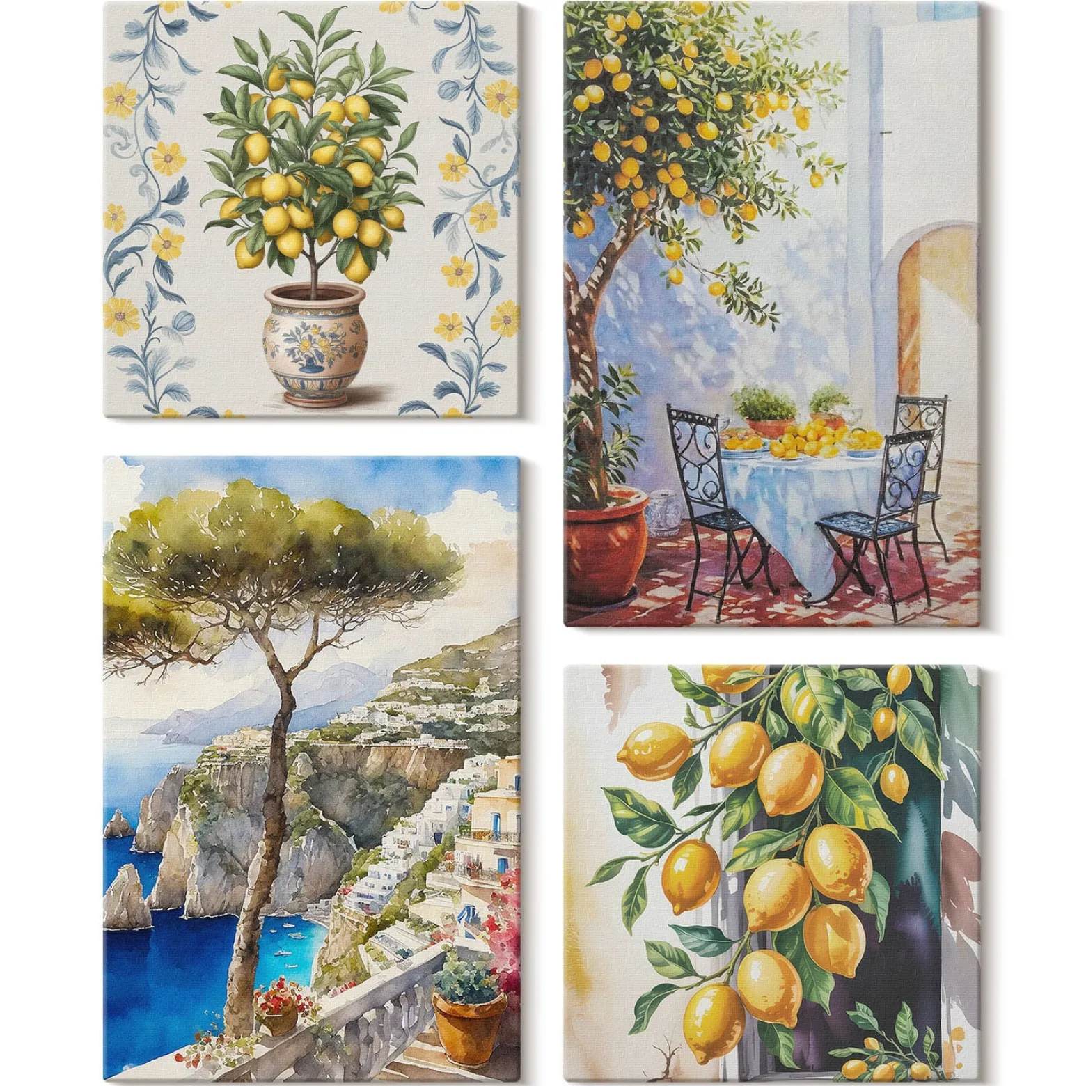 Obraz canvas 4 częściowy Cytrynowe drzewa |40x40, 40x60| Wallfluent