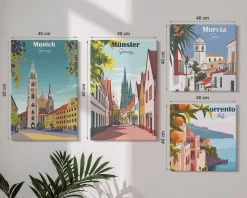 Obraz canvas 4 częściowy Ilustracje Europy |40x40, 40x60| Wallfluent