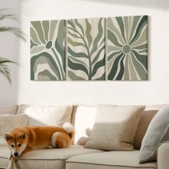 Obraz canvas 3 częściowy Zielone tonacje | 3x40x60 | Wallfluent