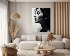 Obraz Canvas Czarno-Biały Profil Młodej Kobiety 20x30cm