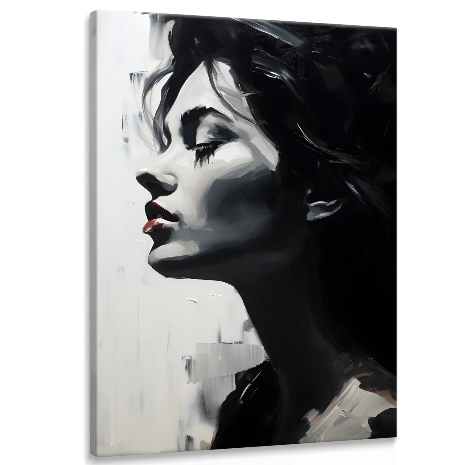 Obraz Canvas Czarno-Biały Profil Młodej Kobiety 20x30cm