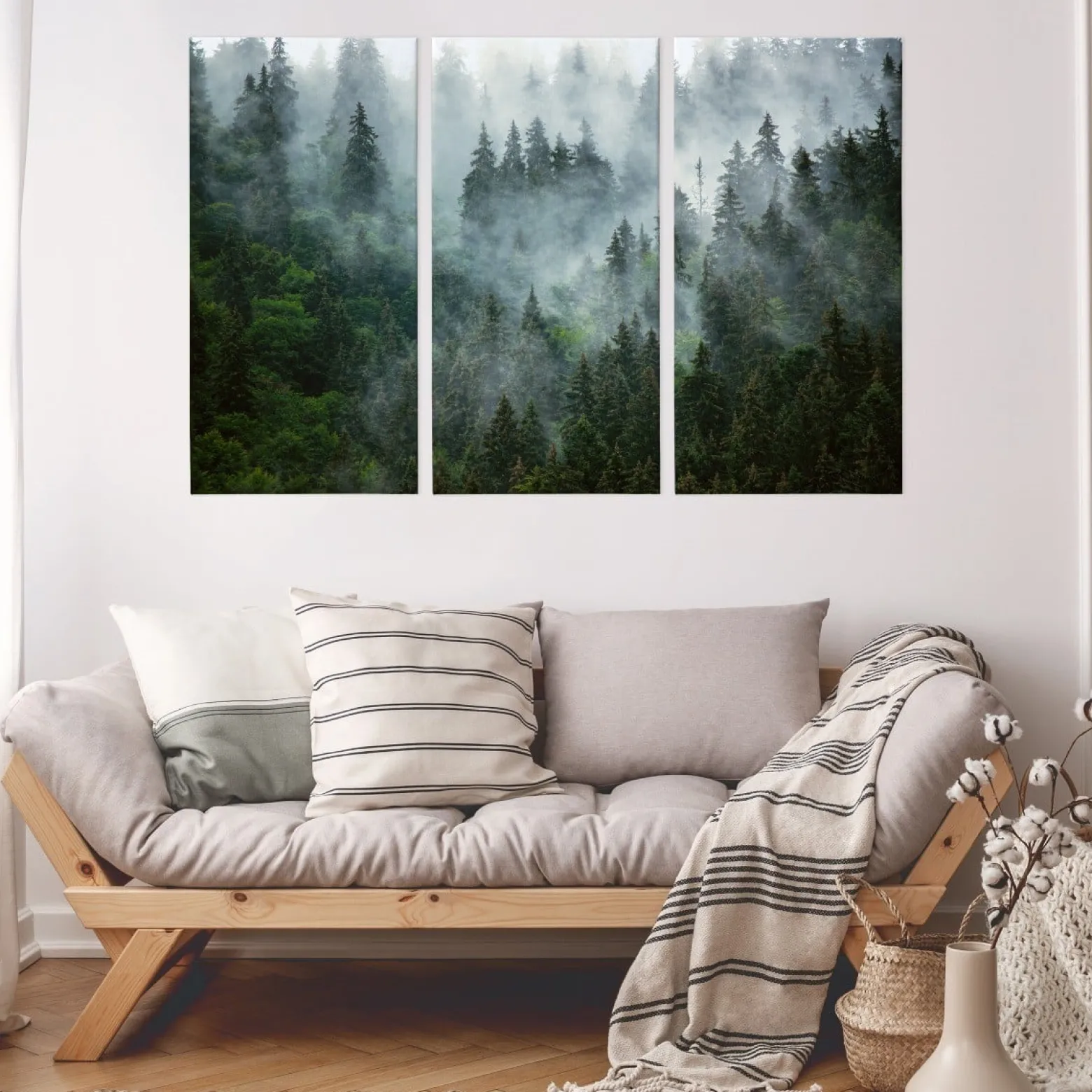 Obraz 3-Częściowy Las We Mgle 3D 60x40cm