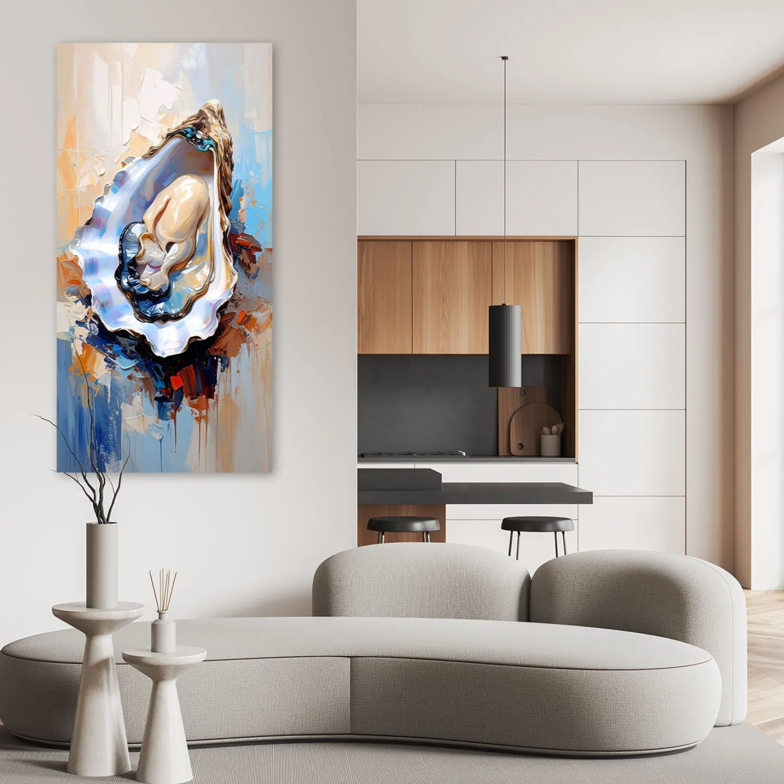 Obraz do kuchni baru restauracji, Ostrygi Małże Owoce morza Sushi 40x80