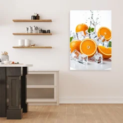 Obraz do kuchni jadalni, Pomarańcze lód owoce natura 20x30