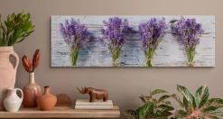 Obraz Panoramiczny Lawenda Na Tle Drewna 145x45cm