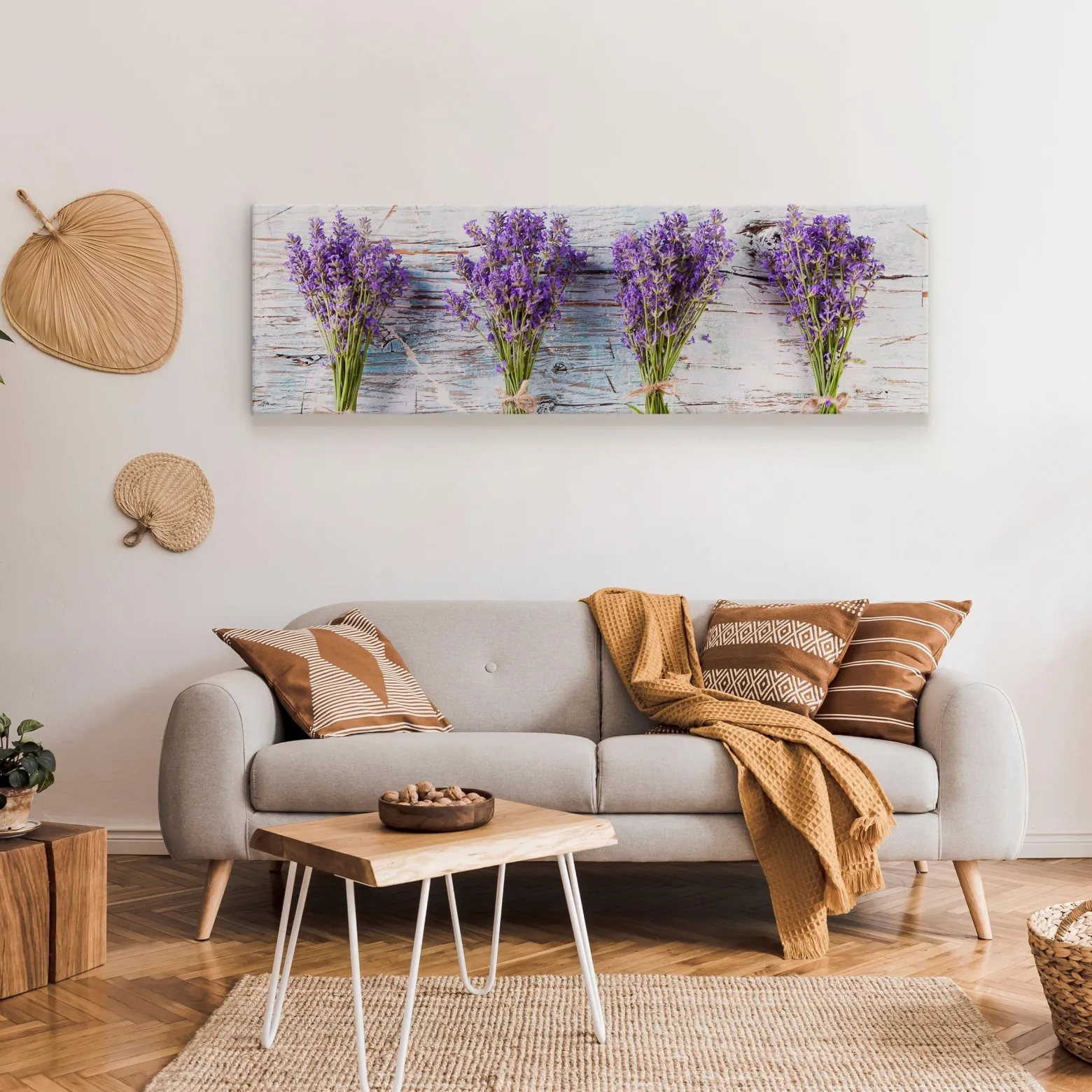 Obraz Panoramiczny Lawenda Na Tle Drewna 145x45cm