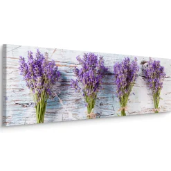Obraz Panoramiczny Lawenda Na Tle Drewna 145x45cm