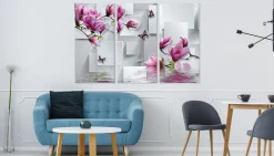 Obraz Tryptyk MAGNOLIE Motyle Figury 3D 60x40cm