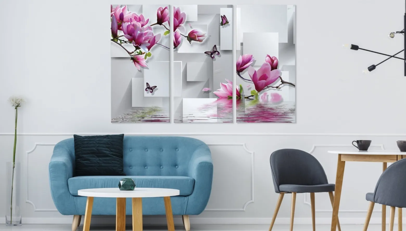 Obraz Tryptyk MAGNOLIE Motyle Figury 3D 60x40cm