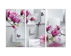 Obraz Tryptyk MAGNOLIE Motyle Figury 3D 60x40cm