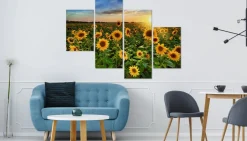 Obraz Wieloczęściowy KWIATY Słonecznika Pejzaż 3D 80x50cm