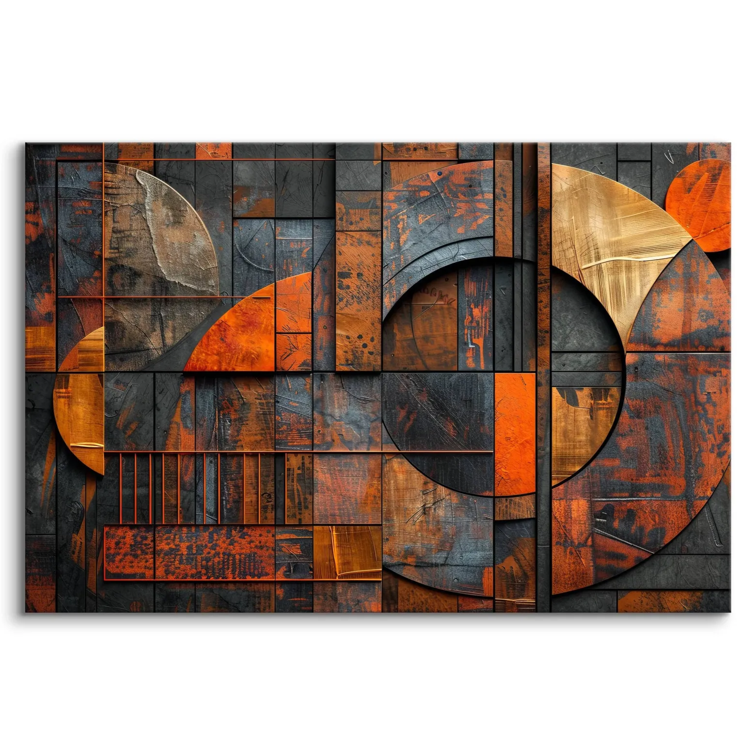 Obraz Abstrakcyjne Okręgi Imitacja Drewna 30x20cm