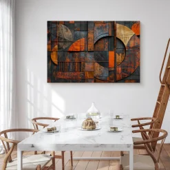 Obraz Abstrakcyjne Okręgi Imitacja Drewna 30x20cm
