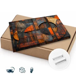 Obraz Abstrakcyjne Okręgi Imitacja Drewna 30x20cm