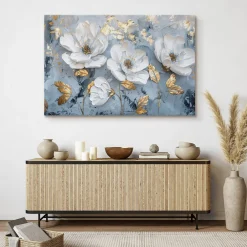 Obraz Akwarelowe Białe Kwiaty Glamour 30x20cm