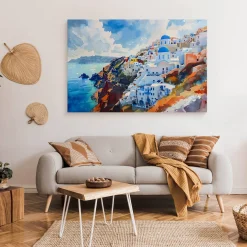 Obraz Akwarelowy Pejzaż Santorini 30x20cm
