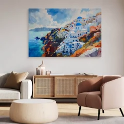 Obraz Akwarelowy Pejzaż Santorini 30x20cm