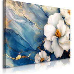 Obraz Białe Kwiaty W Stylu Glamour 30x20cm