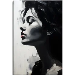 Obraz Canvas Czarno-Biały Profil Młodej Kobiety 20x30cm