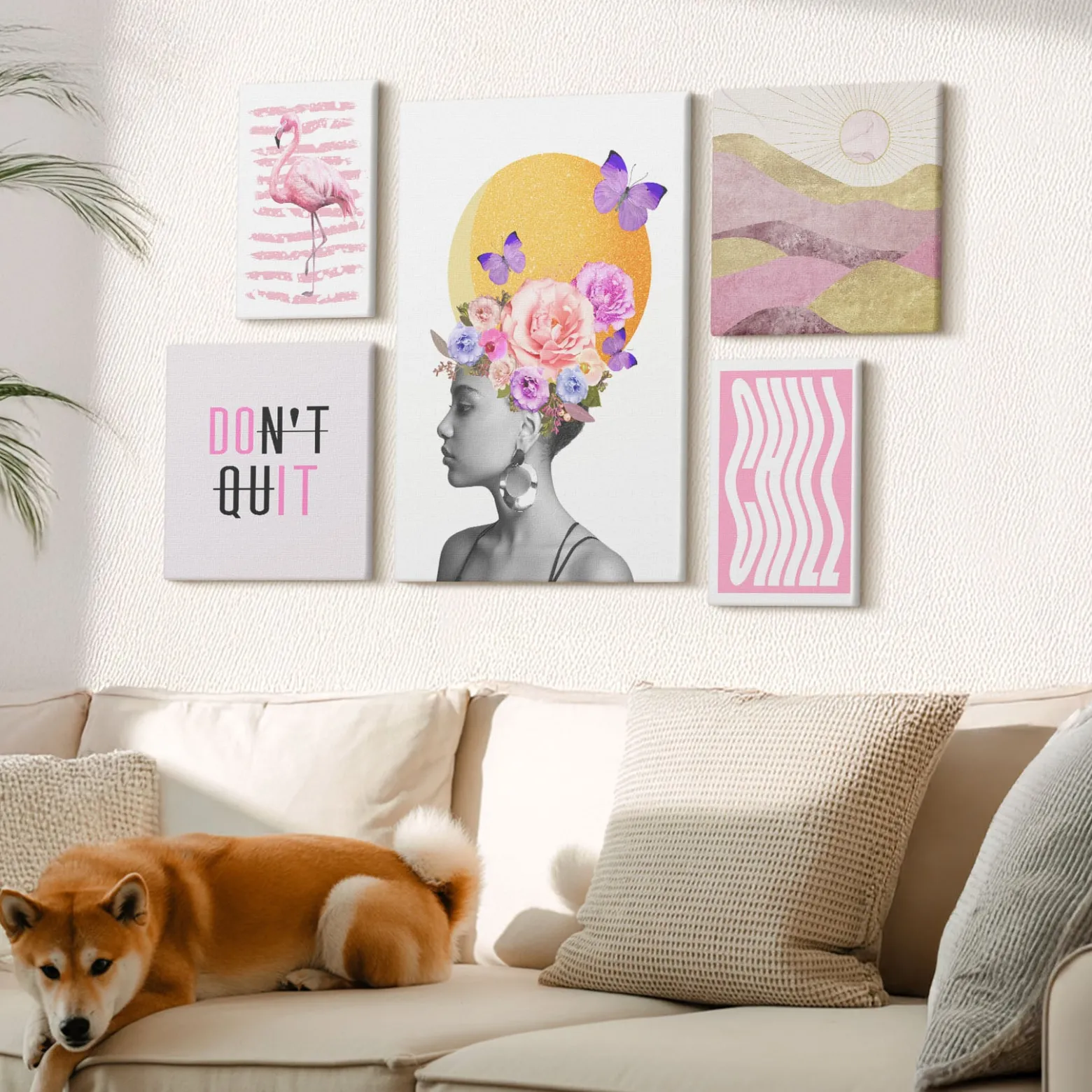 Obraz canvas 5 części Boho kwiaty|20x30, 30x30, 40x60|Wallfluent