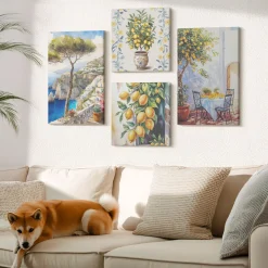 Obraz canvas 4 częściowy Cytrynowe drzewa |40x40, 40x60| Wallfluent