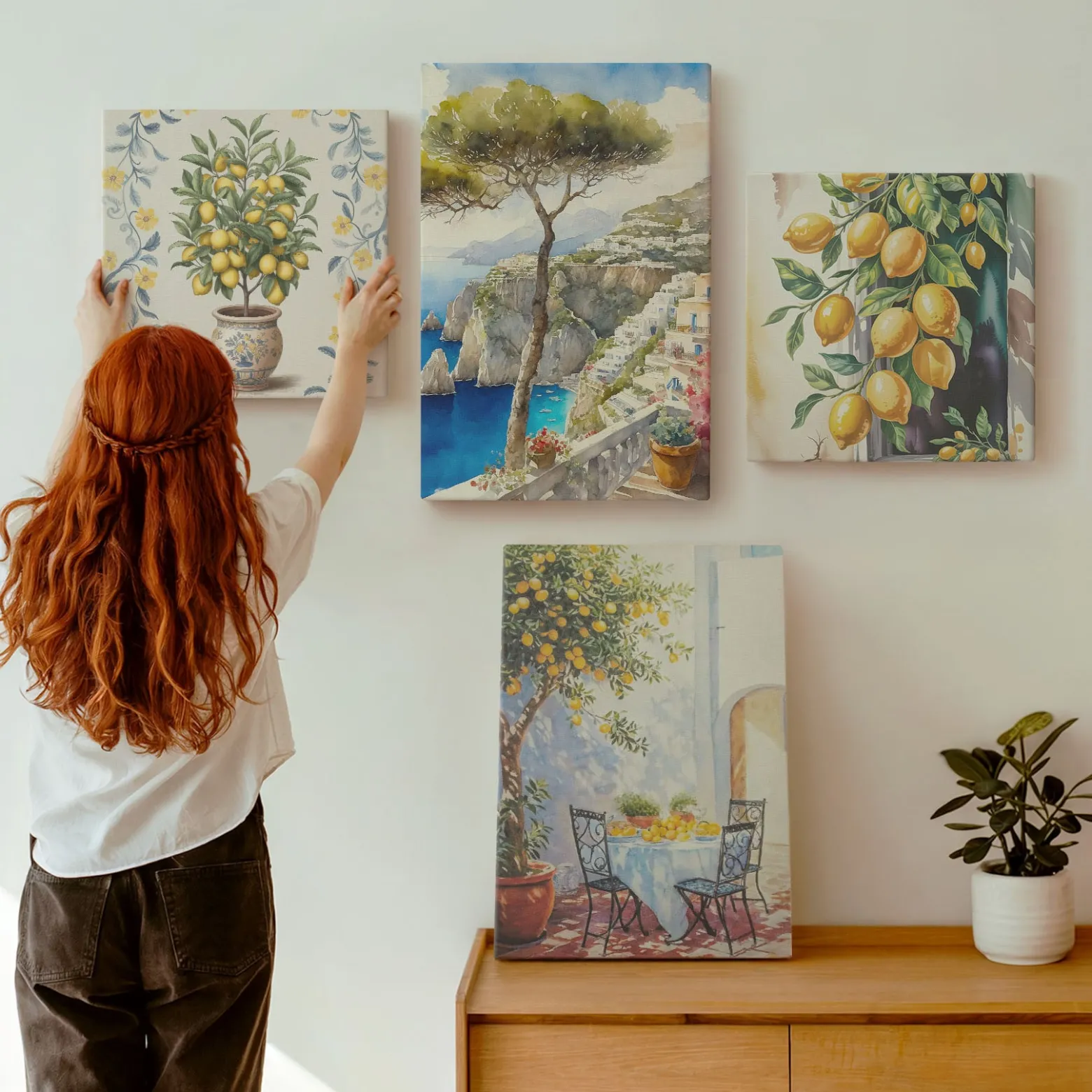 Obraz canvas 4 częściowy Cytrynowe drzewa |40x40, 40x60| Wallfluent
