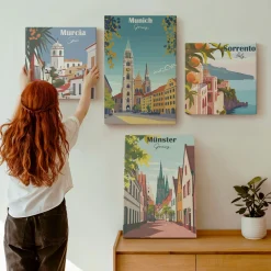 Obraz canvas 4 częściowy Ilustracje Europy |40x40, 40x60| Wallfluent