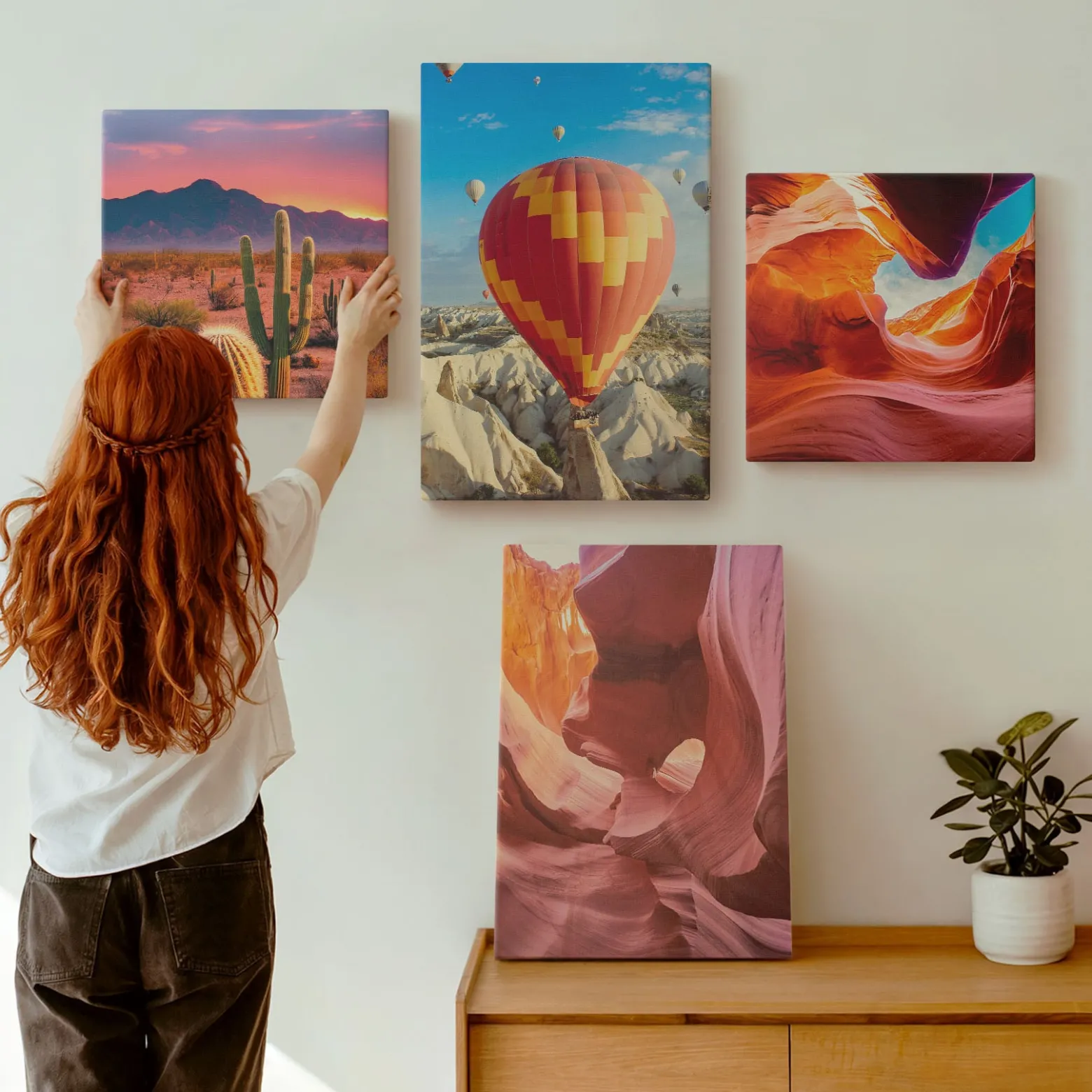 Obraz canvas 4 częściowy Pustynia balon |40x40, 40x60| Wallfluent
