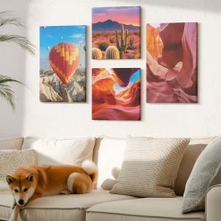 Obraz canvas 4 częściowy Pustynia balon |40x40, 40x60| Wallfluent