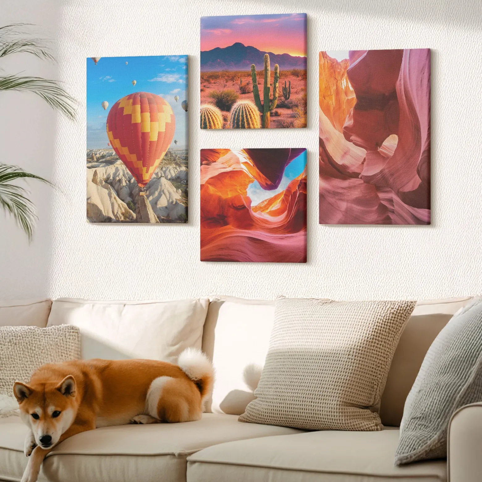 Obraz canvas 4 częściowy Pustynia balon |40x40, 40x60| Wallfluent