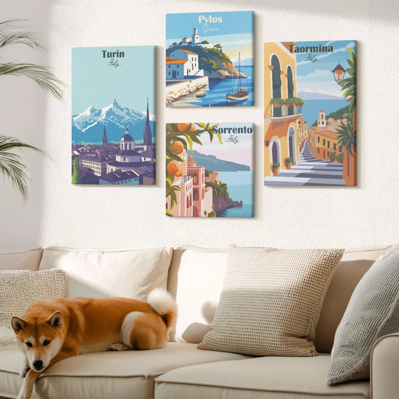 Obraz canvas 4 częściowy Retro widoki |40x40, 40x60| Wallfluent
