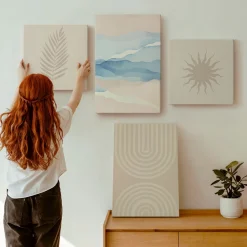Obraz canvas 4 częściowy Słońce fale pastel |40x40, 40x60| Wallfluent