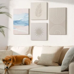 Obraz canvas 4 częściowy Słońce fale pastel |40x40, 40x60| Wallfluent