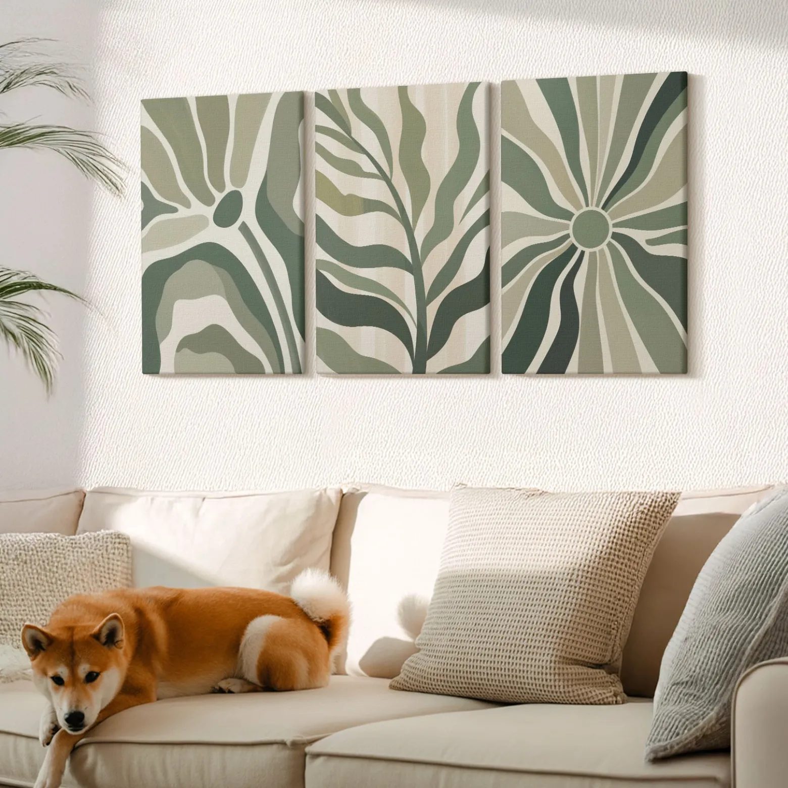 Obraz canvas 3 częściowy Zielone tonacje | 3x40x60 | Wallfluent