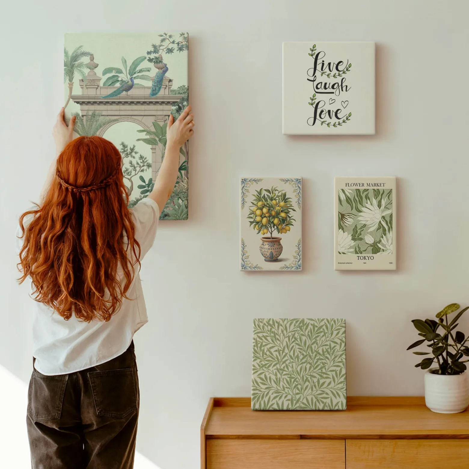 Obraz canvas 5 części Roślinne boho|20x30, 30x30, 40x60|Wallfluent