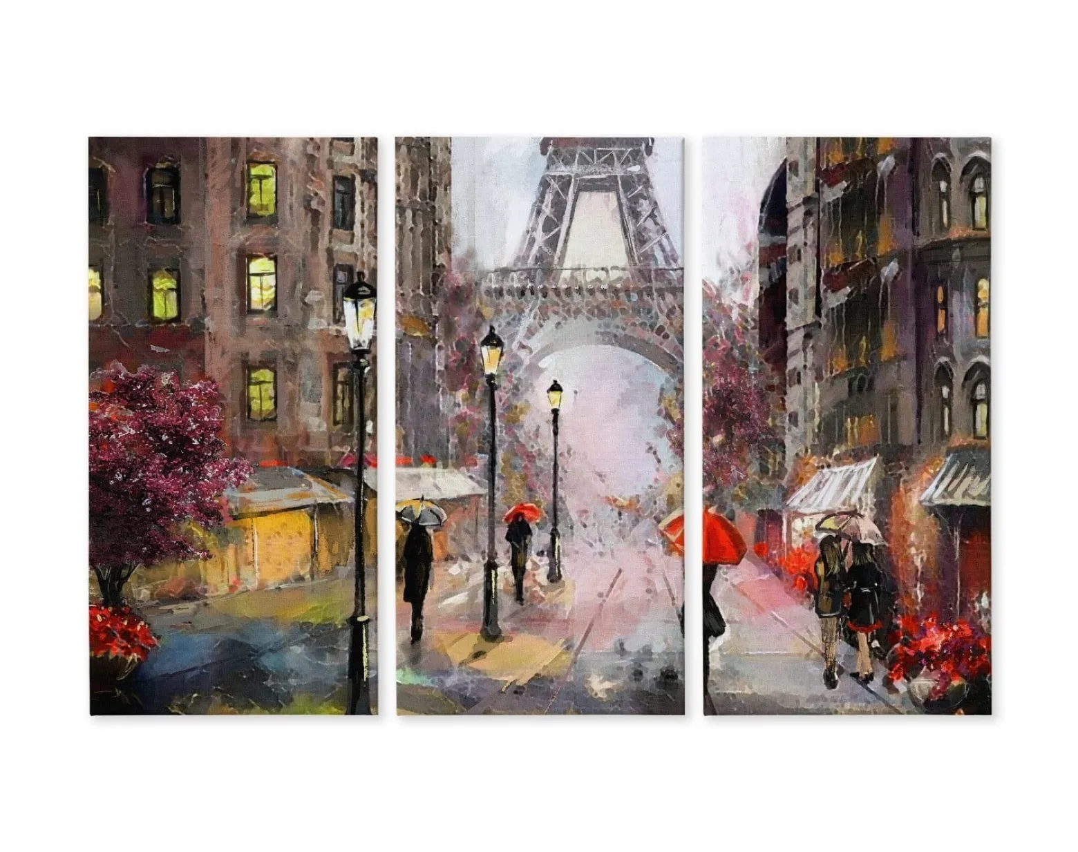 Obraz CANVAS Tryptyk Widok Na Paryską Ulicę 60x40cm