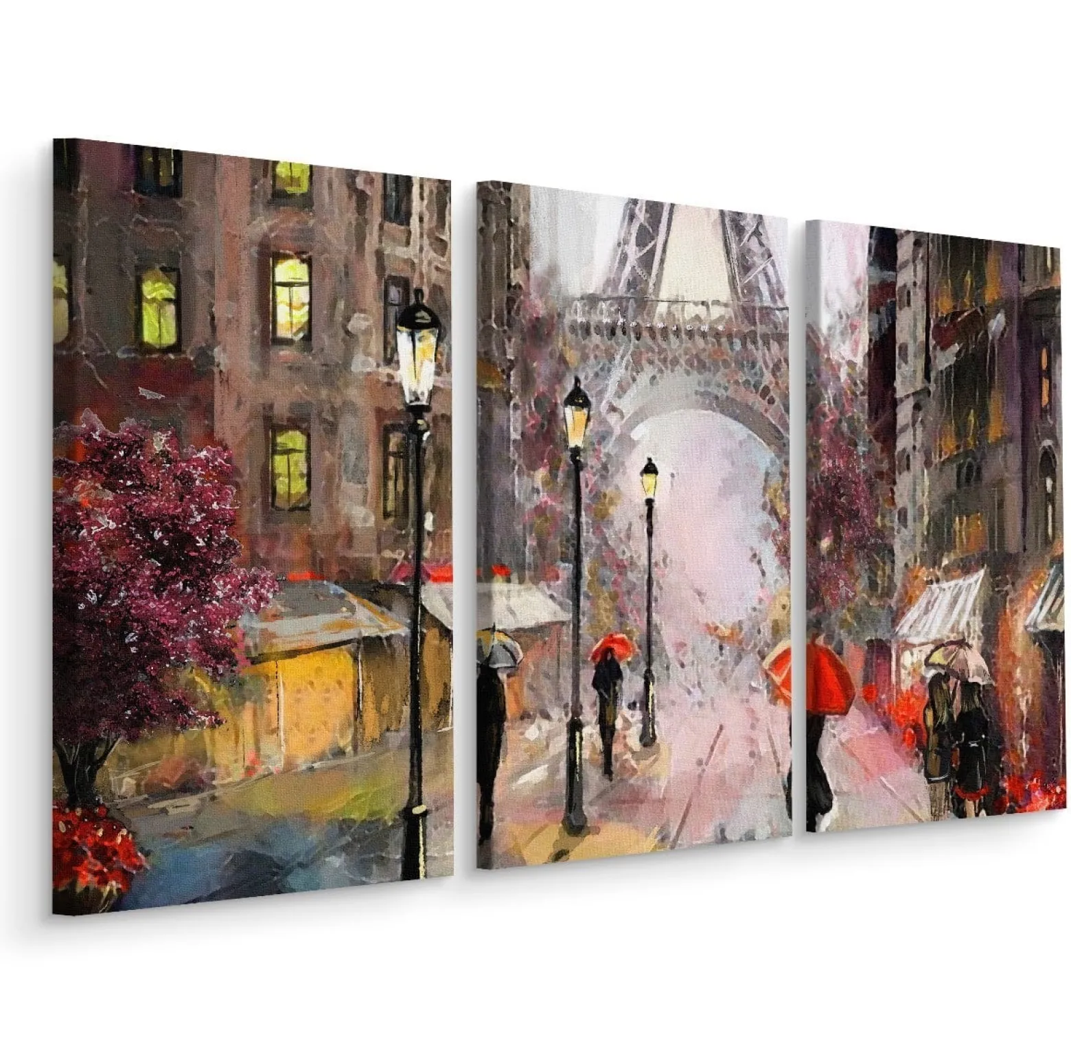 Obraz CANVAS Tryptyk Widok Na Paryską Ulicę 60x40cm