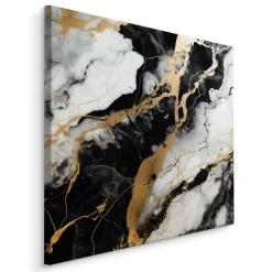 Obraz Czarno-Biały Marmur Z Elementami Złota 30x30cm